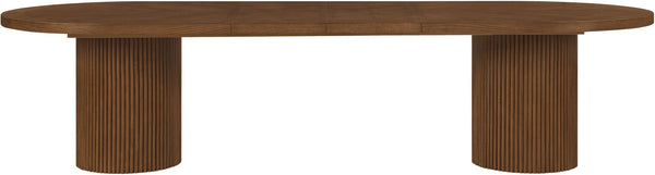 Meridian Furniture Belinda Oak Veneer Extendable Dining Table with Fluted Pedestal Base for Elegant Rooms Brown 90" / 106.5" / 123" 725Brown-T