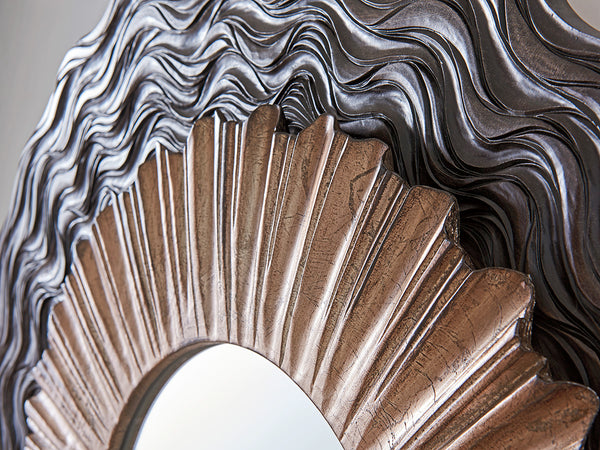 Lexington Simone Mirror - Contemporary Design With Asymmetrical Cast And Elegant Dark Walnut Finish For Your Home Shadow Mist  725-201