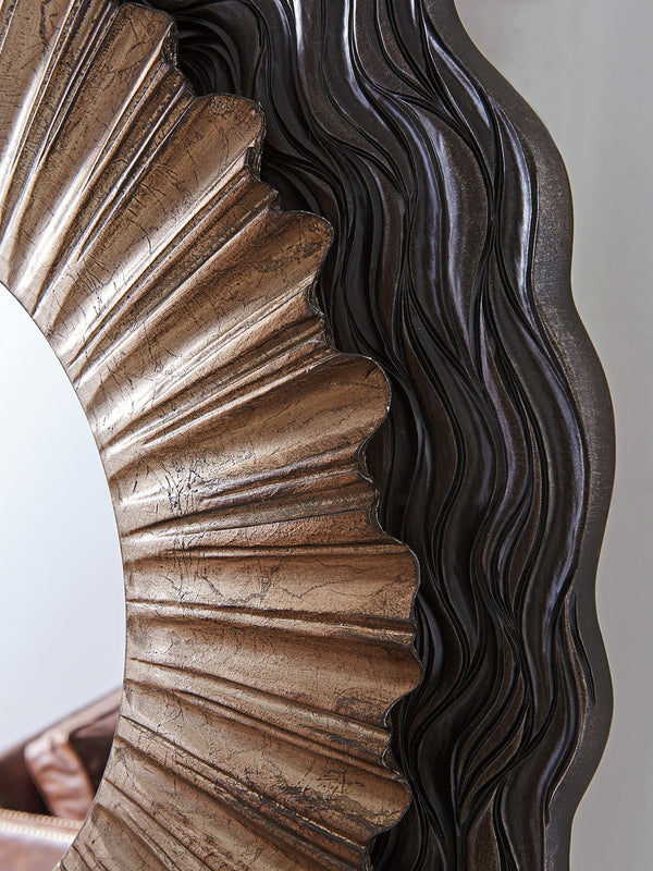 Lexington Simone Mirror - Contemporary Design With Asymmetrical Cast And Elegant Dark Walnut Finish For Your Home Shadow Mist  725-201