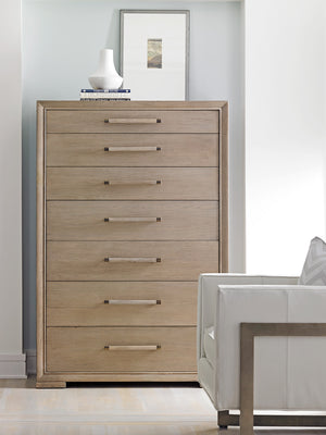 Lexington Foster Contemporary Chest With 7 Drawers, Taupe-gray Finish & Elegant Metal Accents For Storage Shadow Mist  725-307