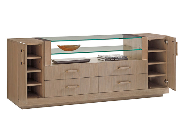 Lexington Turnberry Media Console: Sophisticated Casual Design With Ample Storage And Urban Edge Appeal Shadow Mist  725-907