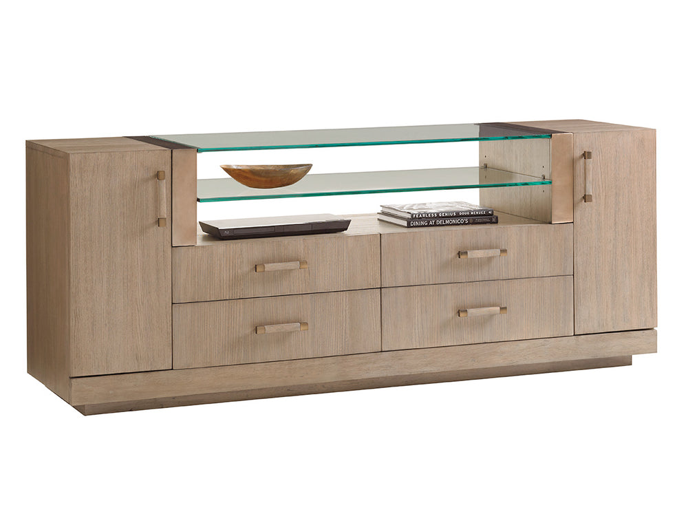 Lexington Turnberry Media Console: Sophisticated Casual Design With Ample Storage And Urban Edge Appeal Shadow Mist  725-907