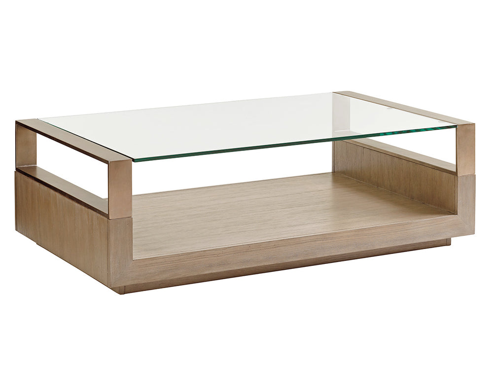 Lexington Center Stage Rectangular Cocktail Table - Sophisticated Contemporary Design With Glass Top & Metal Accents Shadow Mist  725-945