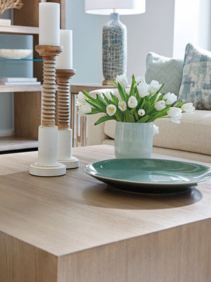 Lexington Tatum Square Cocktail Table - Contemporary Design With Gray Elm Top And Elegant Metal Accents Shadow Mist  725-947