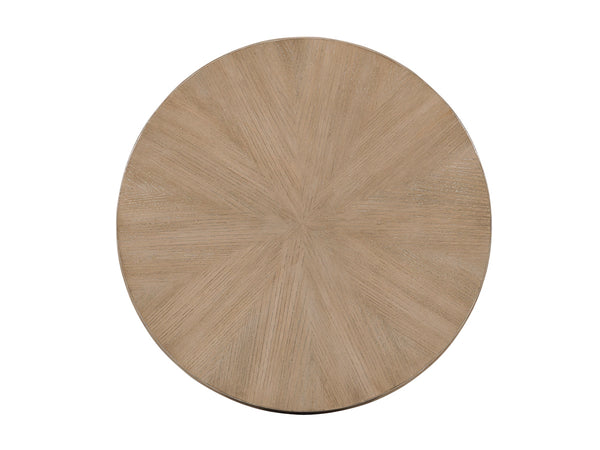 Lexington Studio Round Accent Table - Contemporary Gray Elm Top With Elegant Burnished Silver Leaf Base Design Shadow Mist  725-951