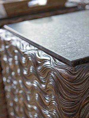 Lexington Talk Of The Town Cube End Table - Modern Design With Black Pearl Stone Top And Urban Elegance Shadow Mist  725-954