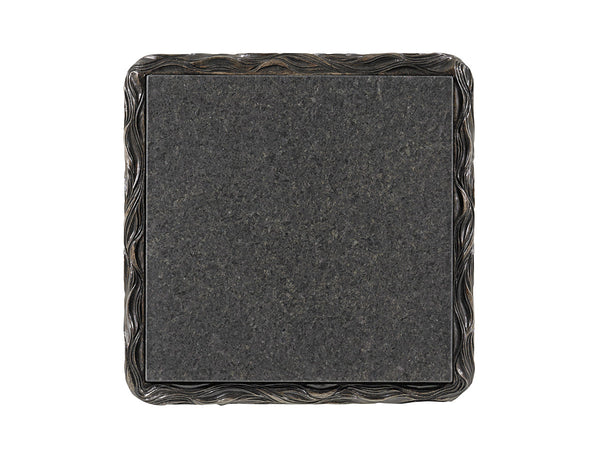 Lexington Talk Of The Town Cube End Table - Modern Design With Black Pearl Stone Top And Urban Elegance Shadow Mist  725-954