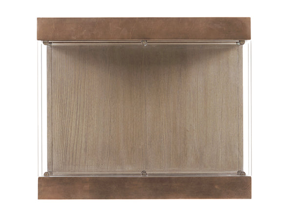 Lexington Center Stage Modern Rectangular Lamp Table With Glass Top And Elegant Burnished Silver Accents Shadow Mist  725-955