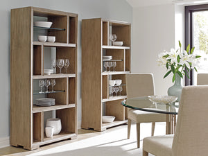 Lexington Windsor Open Bookcase - Contemporary Design With Adjustable Glass Shelves And Elegant Taupe Finish Shadow Mist  725-991