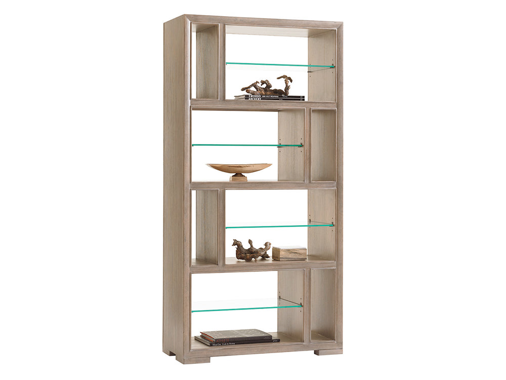 Lexington Windsor Open Bookcase - Contemporary Design With Adjustable Glass Shelves And Elegant Taupe Finish Shadow Mist  725-991