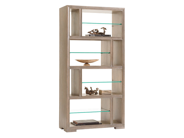 Lexington Windsor Open Bookcase - Contemporary Design With Adjustable Glass Shelves And Elegant Taupe Finish Shadow Mist  725-991