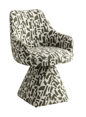 English Elm Priel Green Pattern Fabric Swivel Accent Chair with 360° Rotation, Wooden Frame, 3.5" Cushion, 220lb Capacity B2726P406785