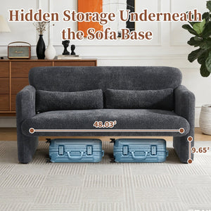 English Elm Best-selling Boucle Cloud Loveseat Velvet Upholstered 2 Seater with Lumbar Pillow Dark Gray W1765P334061