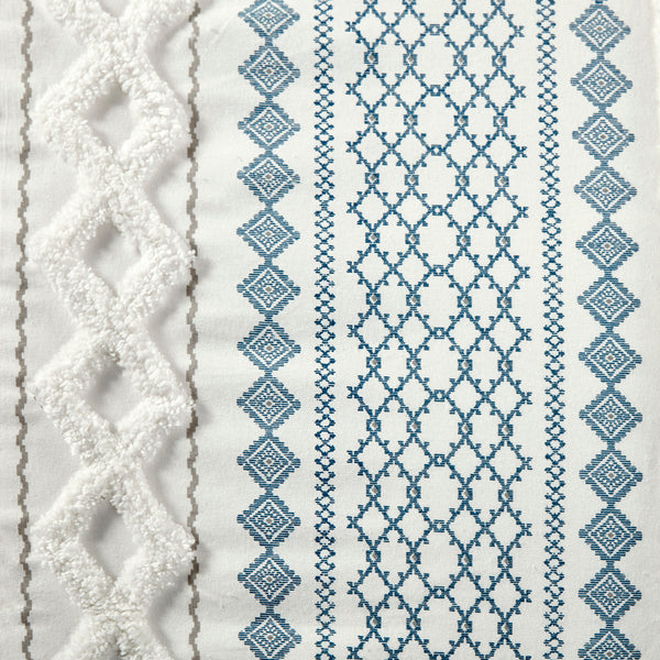 English Elm King/Cal Imani Cotton Chenille Duvet Cover Set - Geometric Tufted Print, OEKO-TEX, Button Closure B03596510