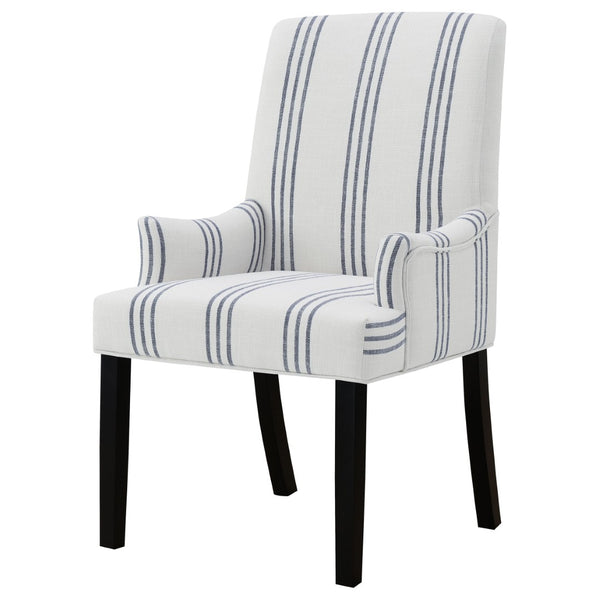 English Elm Draper Striped Polyester Dining Arm Chair with Matte Black Rubberwood Frame Modern B062P441430