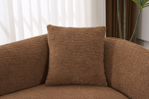English Elm Ly-048 Sculpted Chenille Chaise Lounge Convertible Sleeper Sofa for Modern Living Spaces Caramel W2231P401723