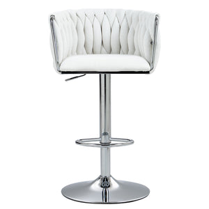 English Elm 360° Swivel Bar Stools Set of 2 with High-Rebound Cushions, Adjustable Counter Height, Sleek Chrome Frame for Kitchen Island and Cafe Seating Beige W2215P184992