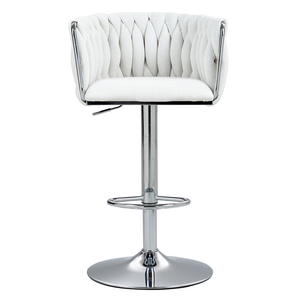 English Elm 360° Swivel Bar Stools Set of 2 with High-Rebound Cushions, Adjustable Counter Height, Sleek Chrome Frame for Kitchen Island and Cafe Seating Beige W2215P184992