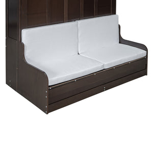 English Elm Queen Murphy Wall Bed with Integrated Chair Espresso Cabinet for Studio Apartments Espresso LP000791AAP-3
