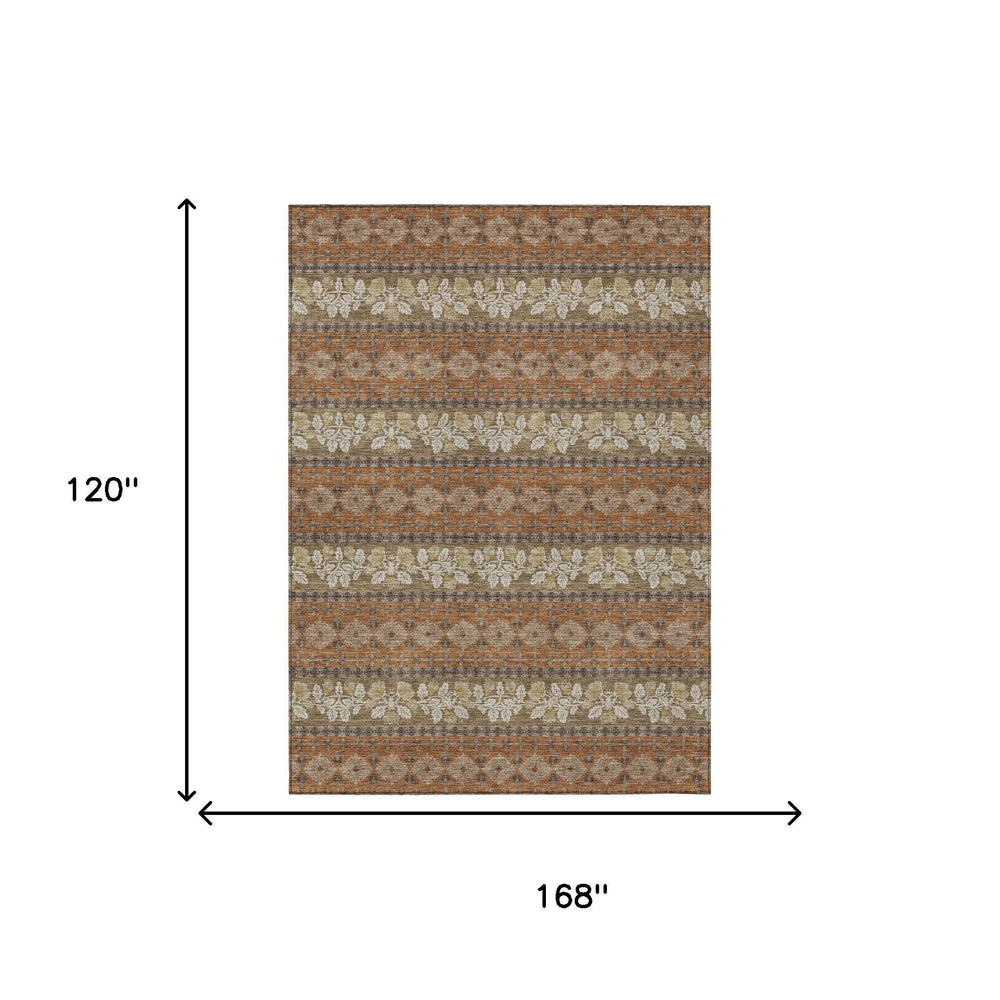 Striped Washable Polyester Area Rug for Indoor Outdoor Patios Porches and Family Rooms