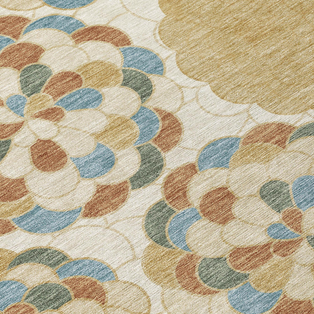 HomeRoots Floral Washable Polyester Area Rug for Indoor Outdoor Patios Living Rooms Classic Beige Ivory 8' x 10' 726005