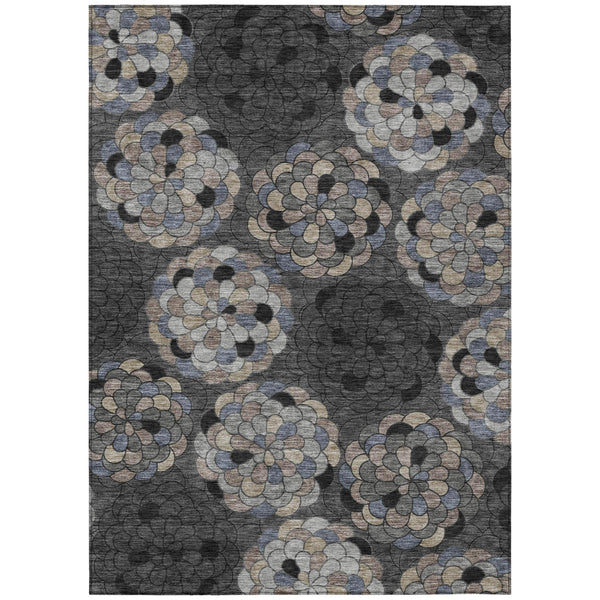 Floral Polyester Area Rug Machine Washable Indoor Outdoor Stain Resistant Patio Decor