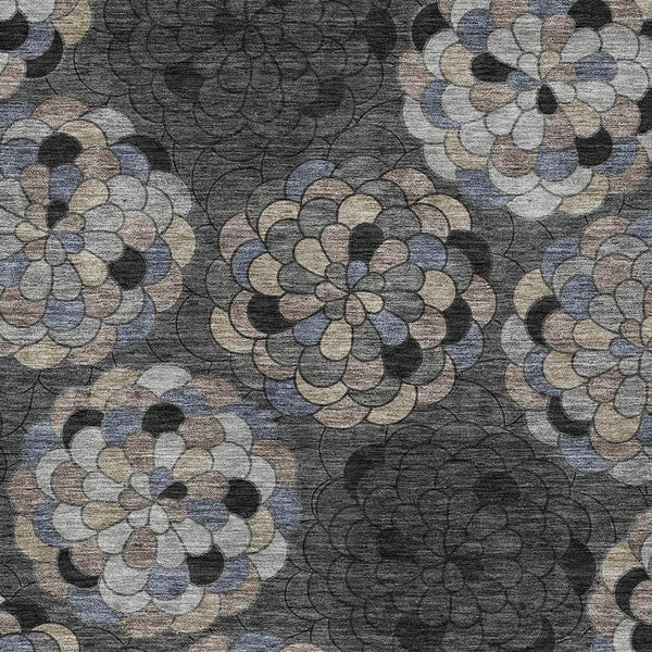 Floral Polyester Area Rug Machine Washable Indoor Outdoor Stain Resistant Patio Decor