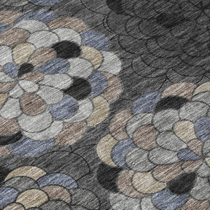 Floral Polyester Area Rug Machine Washable Indoor Outdoor Stain Resistant Patio Decor