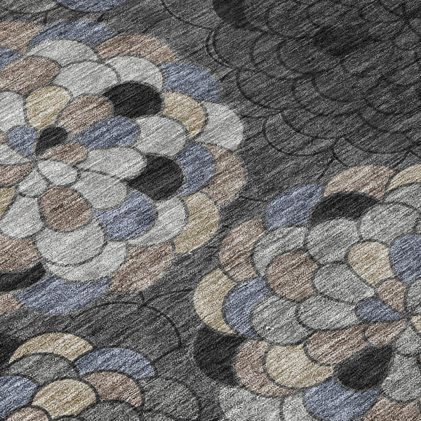 Floral Polyester Area Rug Machine Washable Indoor Outdoor Stain Resistant Patio Decor