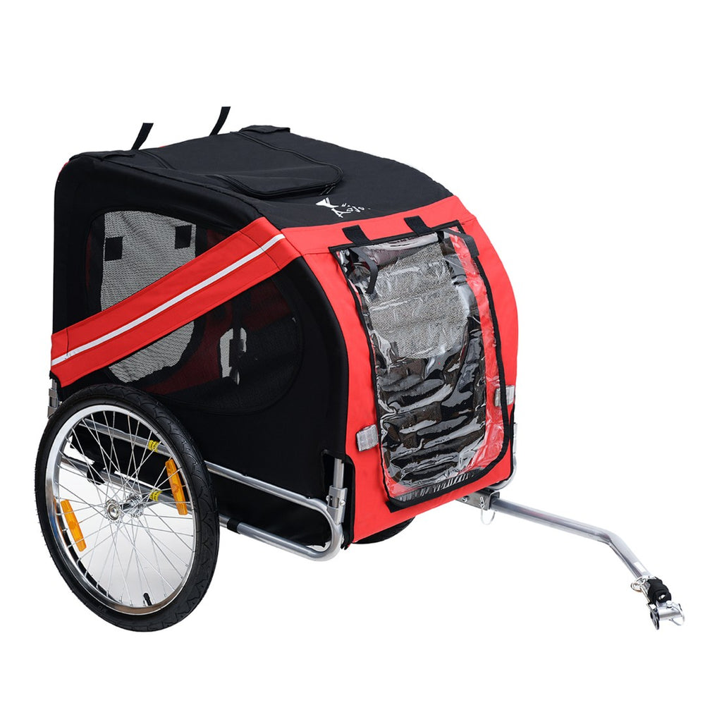 English Elm Aosom Pet Bike Trailer Steel Frame Oxford Fabric Dog Carrier with Mesh Ventilation W2225P229758