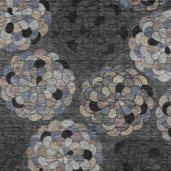 Floral Polyester Area Rug Machine Washable Indoor Outdoor Stain Resistant Patio Decor