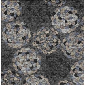 Floral Polyester Area Rug Machine Washable Indoor Outdoor Stain Resistant Patio Decor