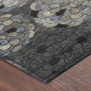 Floral Polyester Area Rug Machine Washable Indoor Outdoor Stain Resistant Patio Decor