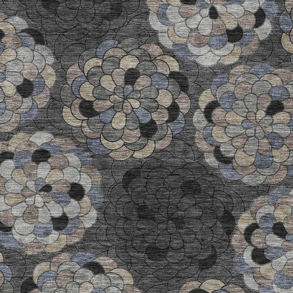Floral Polyester Area Rug Machine Washable Indoor Outdoor Stain Resistant Patio Decor