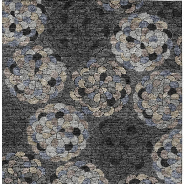 Floral Polyester Area Rug Machine Washable Indoor Outdoor Stain Resistant Patio Decor