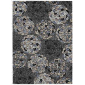 Floral Polyester Area Rug Machine Washable Indoor Outdoor Stain Resistant Patio Decor