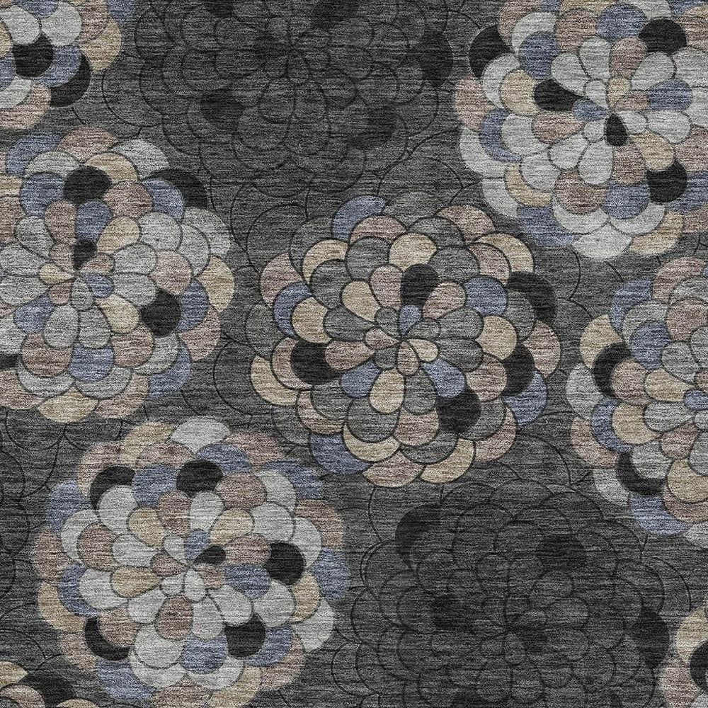 HomeRoots Floral Polyester Area Rug Machine Washable Indoor Outdoor Stain Resistant Patio Decor 10' x 14' 726013