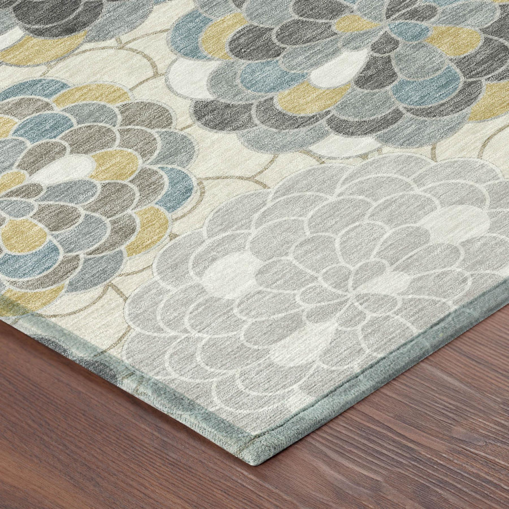 HomeRoots Ivory Beige Floral Polyester Area Rug Machine Washable for Indoor Outdoor Patio and Living Room 10' x 14' 726037