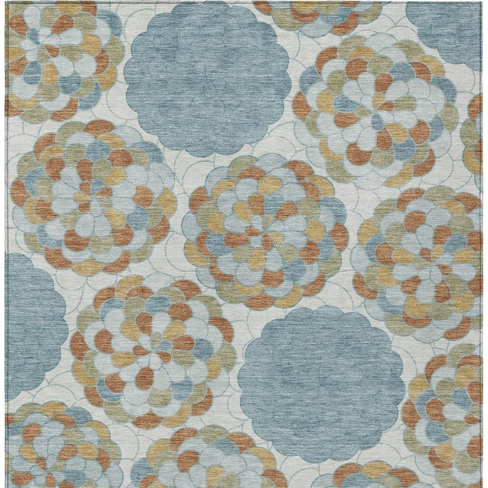 Floral Polyester Area Rug Washable Indoor Outdoor with Felt Backing for Patio Living Room