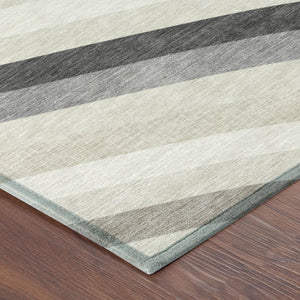 Abstract Washable Polyester Area Rug Low Pile for Indoor Outdoor Living Spaces Neutral Tones