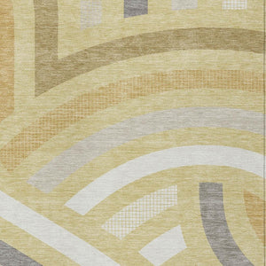 HomeRoots Wheat Gold Abstract Washable Polyester Indoor Outdoor Low Pile Area Rug for Any Room 9' x 12' 726090
