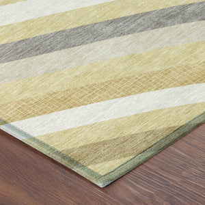 Wheat Gold Abstract Washable Polyester Indoor Outdoor Low Pile Area Rug for Any Room