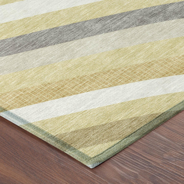 Wheat Gold Abstract Washable Polyester Indoor Outdoor Low Pile Area Rug for Any Room