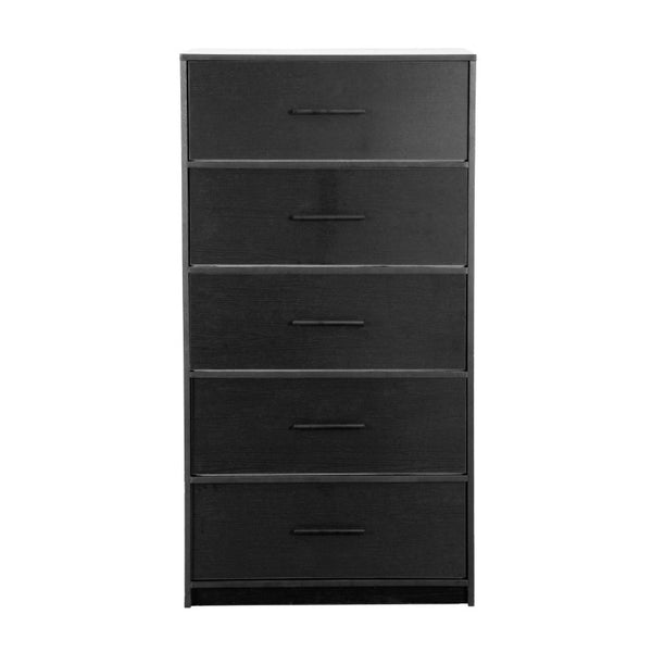 23 Inch Five Drawer Lingerie Chest in Black Fabric with Solid Wood Steel Frame