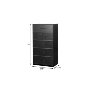 23 Inch Five Drawer Lingerie Chest in Black Fabric with Solid Wood Steel Frame
