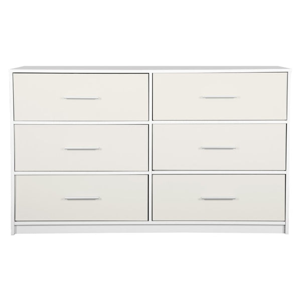 45 Inch Six Drawer Double Dresser with Fabric Wood and Steel Frame for Bedroom Storage