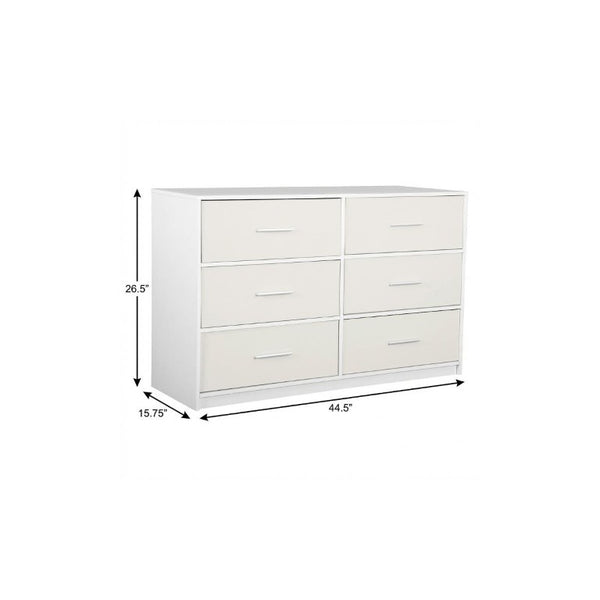 45 Inch Six Drawer Double Dresser with Fabric Wood and Steel Frame for Bedroom Storage