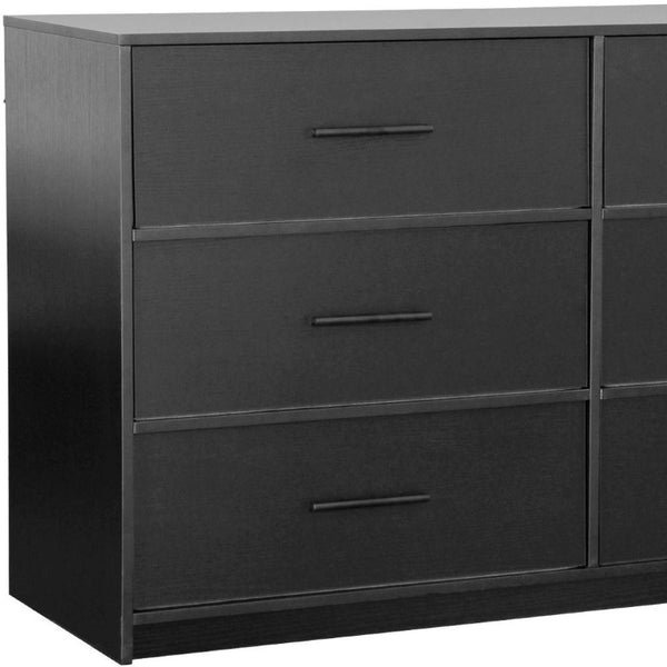 45 Inch Six Drawer Double Dresser with Fabric Wood and Steel Frame for Bedroom Storage