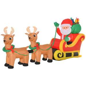 English Elm Homcom 8Ft Inflatable Santa With Sleigh & Reindeer - Led Yard Decoration For Festive Holiday Cheer! W2225P249952