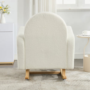English Elm Christopher Knight Home® - Accent Rocking Chair In Cream Teddy Velvet - Ergonomic Design, Gentle Rocking, Ultimate Comfort! N765P263907W